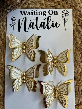 Gold and White Butterfly Decor Set